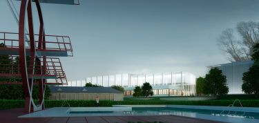 Recreación imagen vista piscina Estadio Berria